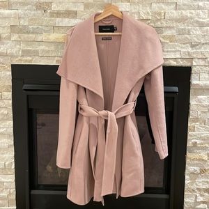 TAHARI Drape Collar Belted Coat (dusty pink) Medium